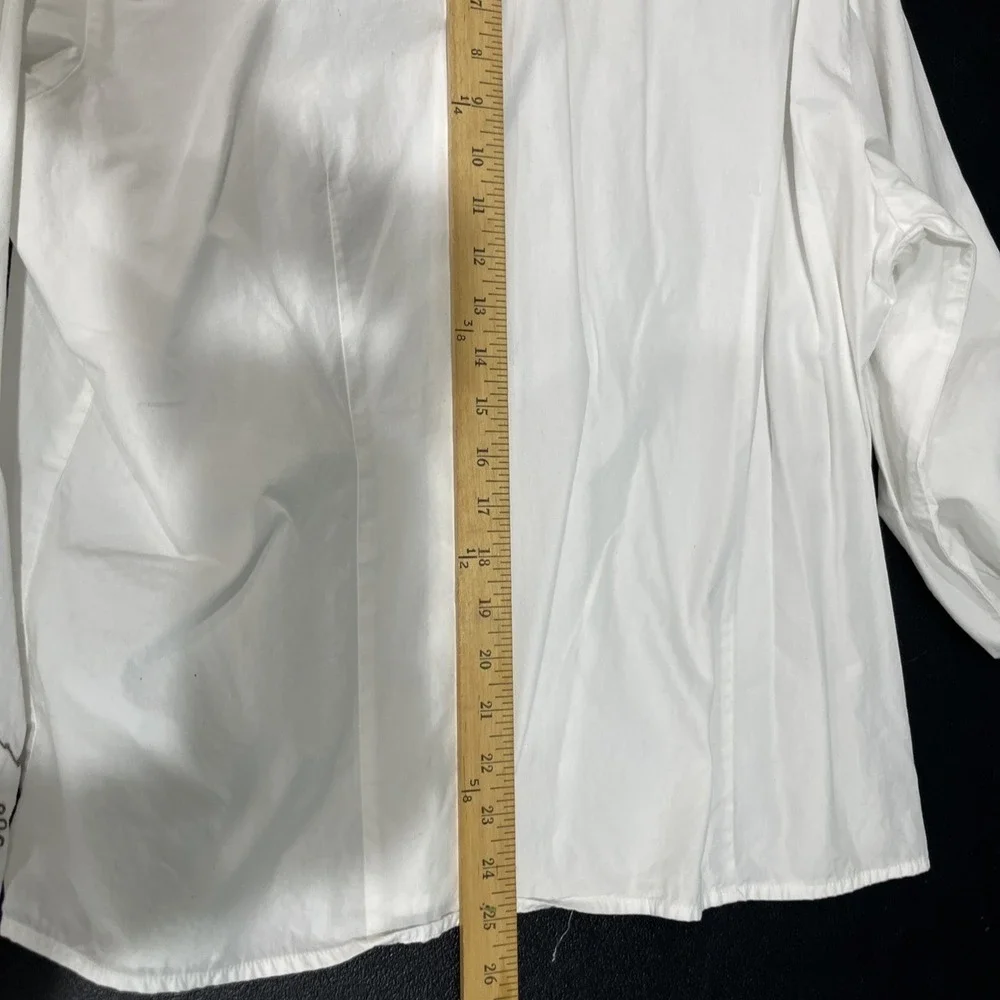 White Stag Womens 100%‎ Cotton Button Down Shirt Embroidered Bell Sleeve XL Boho